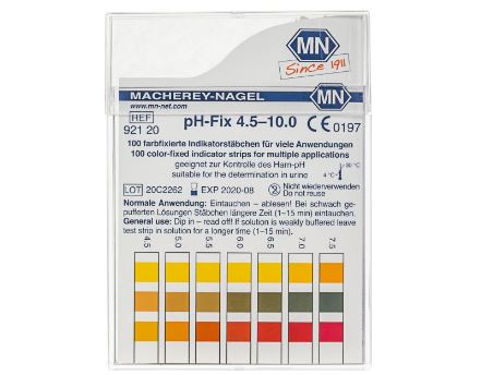 Tiras indicadoras de pH pH 5,0 - 10,0 non-bleeding, colorimetric, pH range  5.0-10.0, graduations and accuracy accuracy: 0.5 pH unit, MQuant®